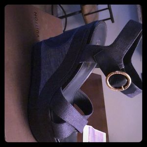 Louis Vuitton denim wedges
